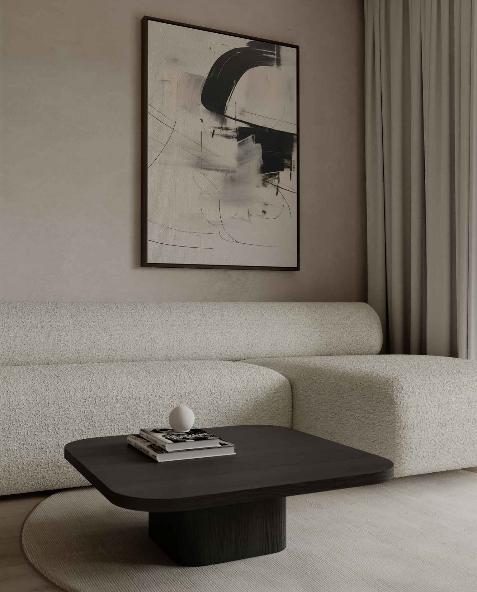 Abstracte Zwart-Wit Expressie Kunstwerk-canvas-dibond-plexiglas-wanddecoratie-WallArtistic