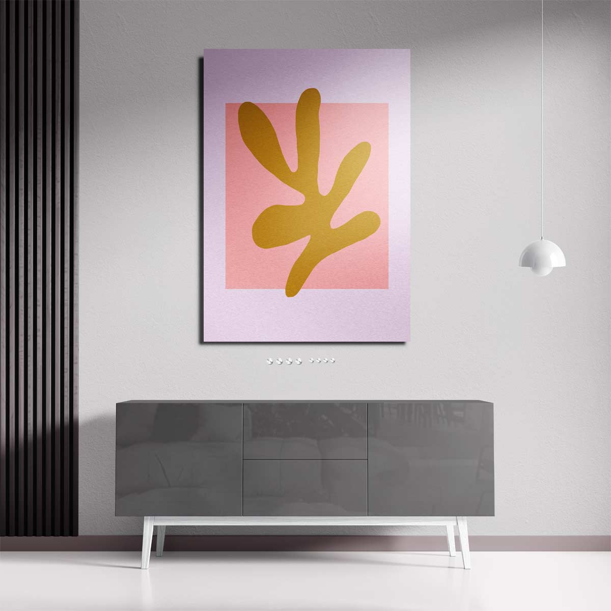 Abstracte Vormen in Oker en Roze Kunstwerk-canvas-dibond-plexiglas-wanddecoratie-WallArtistic