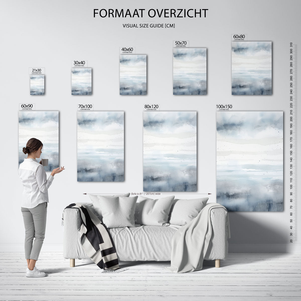 Abstracte blauwe wolken Poster