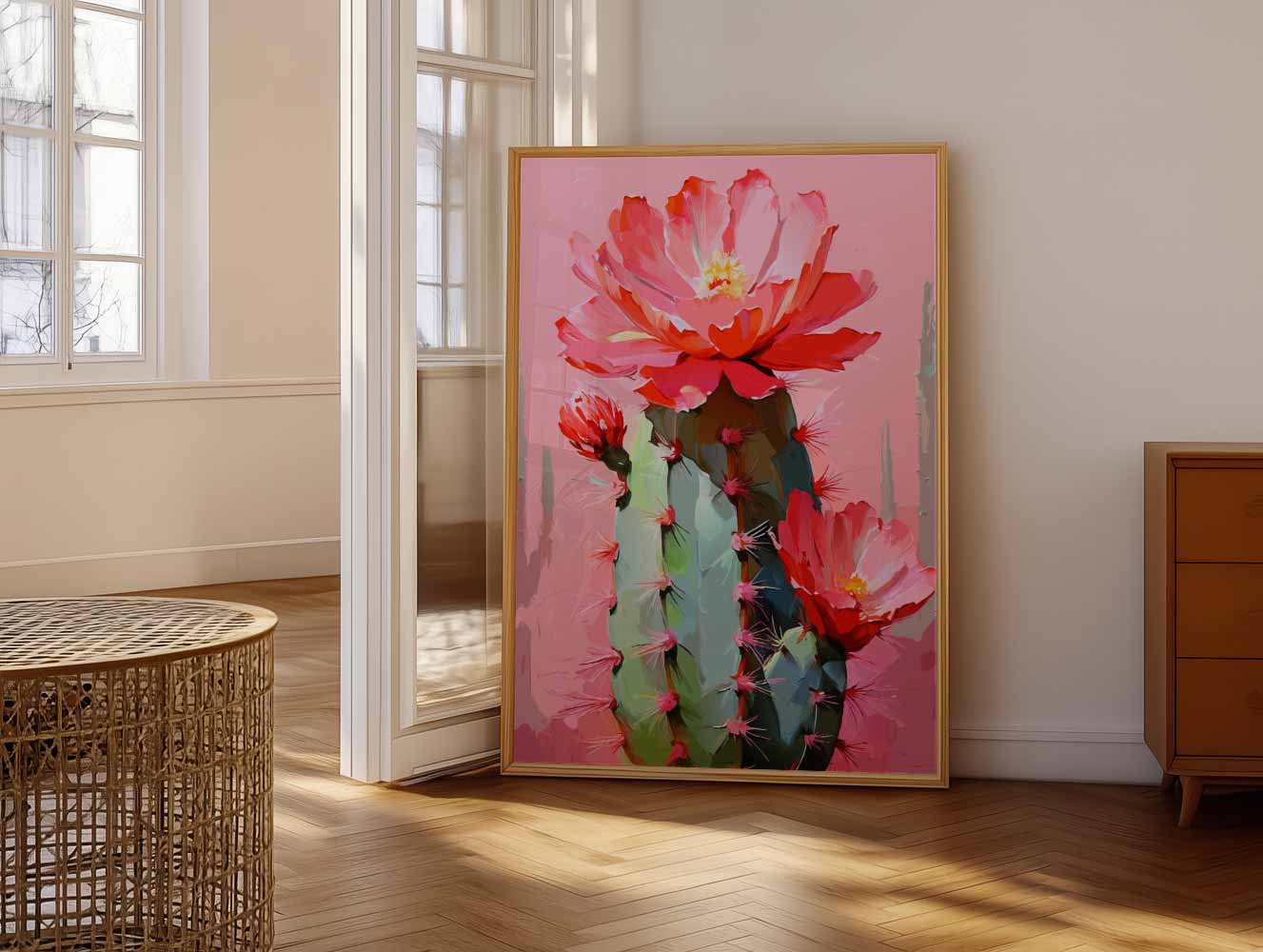 Bloeiende Cactus Kunstposter