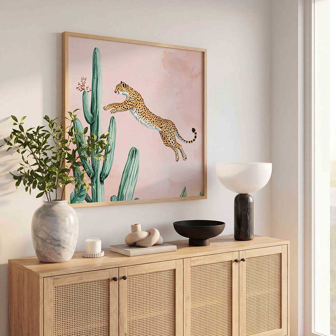 Springende luipaard Poster