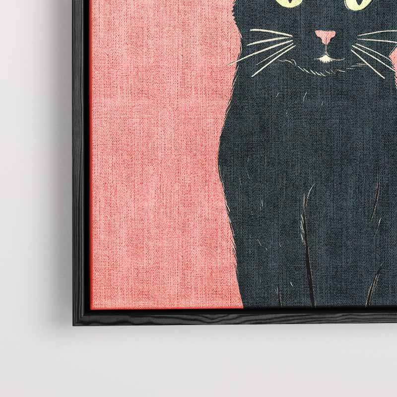 Mystieke Zwarte Kat Illustratie Kunstwerk-canvas-dibond-plexiglas-wanddecoratie-WallArtistic