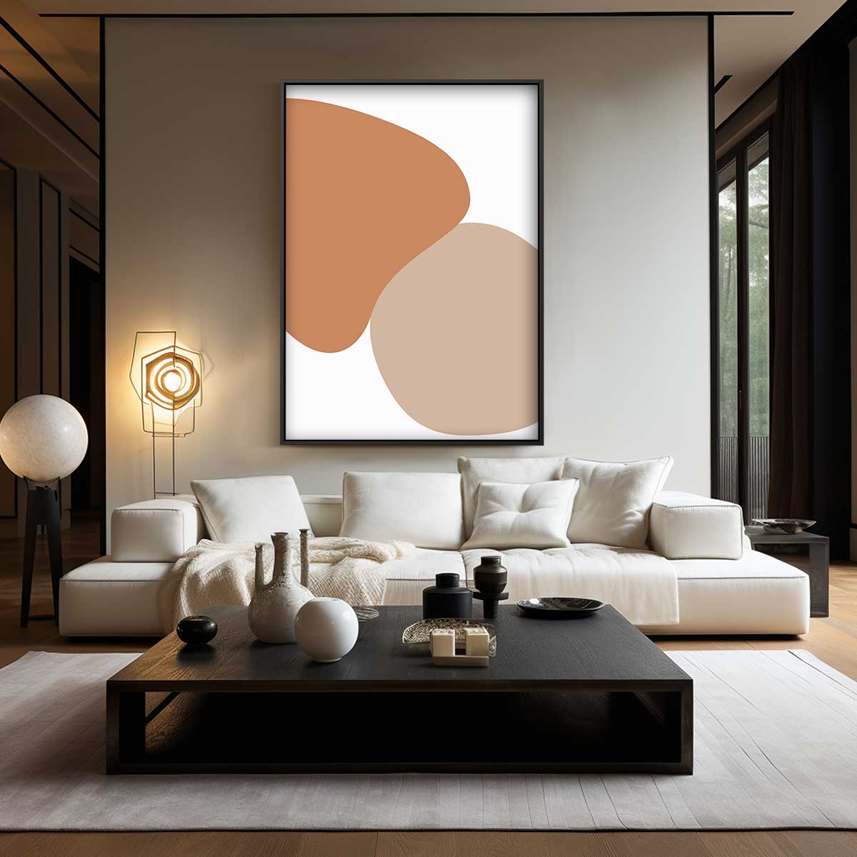 Organische Vormen in Aardetinten Kunstwerk-canvas-dibond-plexiglas-wanddecoratie-WallArtistic