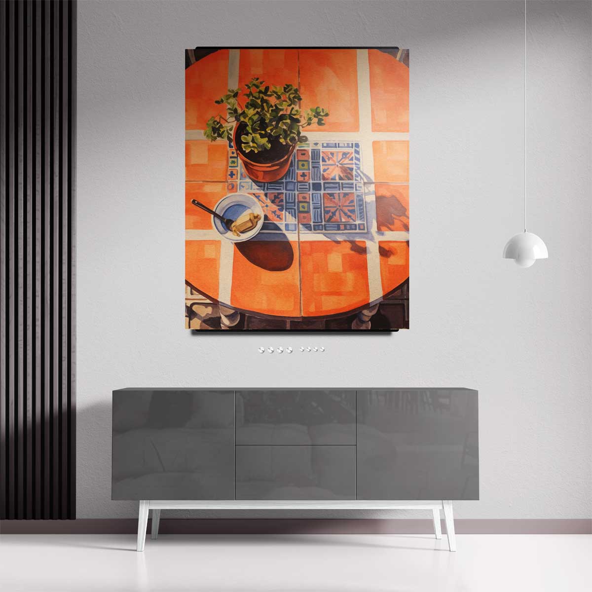 Kleurrijk Ontbijt op een Zonnige Tafel Kunstwerk-canvas-dibond-plexiglas-wanddecoratie-WallArtistic