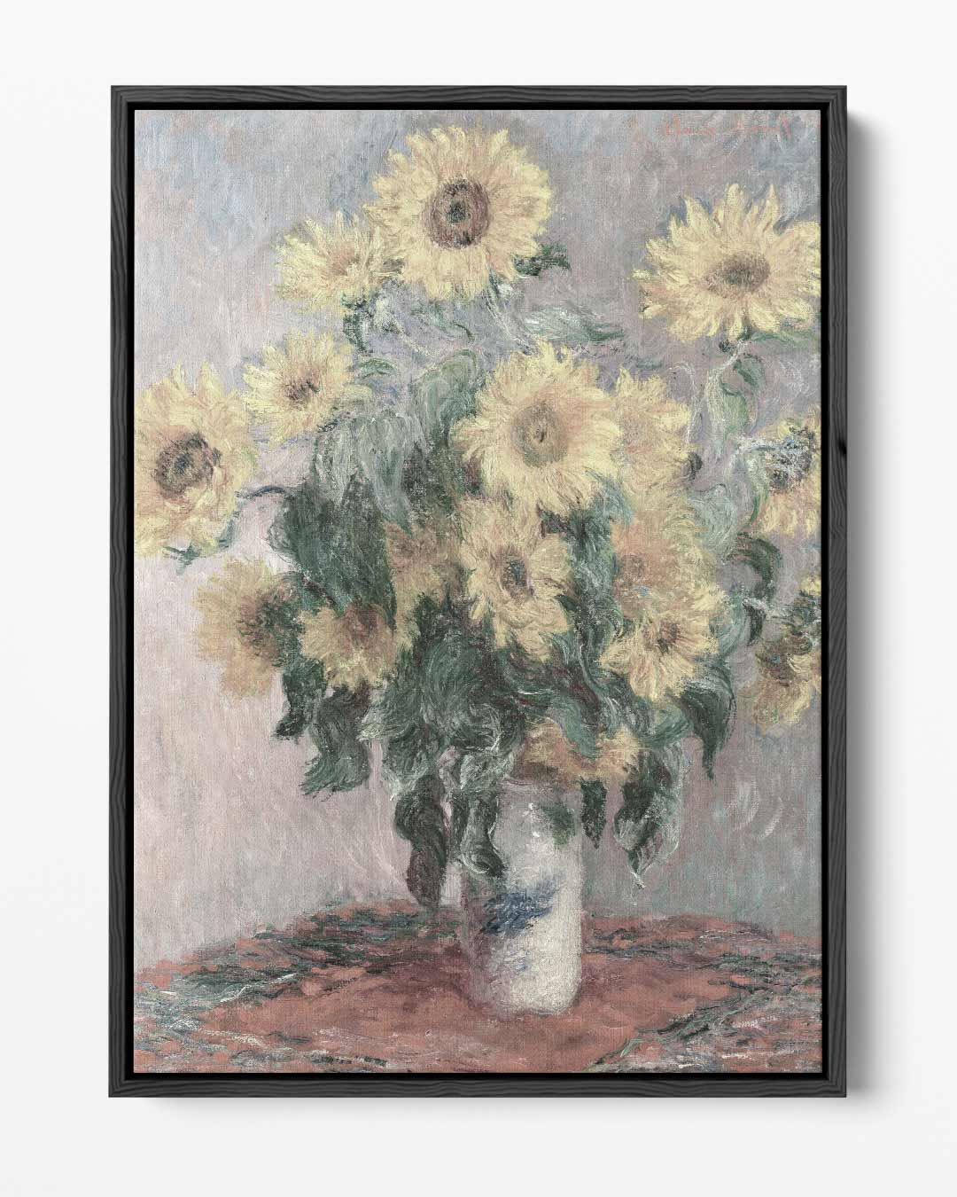 Zonnebloemen in een Vaas Kunstwerk-canvas-dibond-plexiglas-wanddecoratie-WallArtistic
