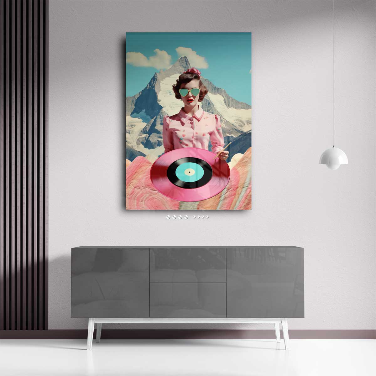 Retro Vinyl Bergen Kunstwerk-canvas-dibond-plexiglas-wanddecoratie-WallArtistic