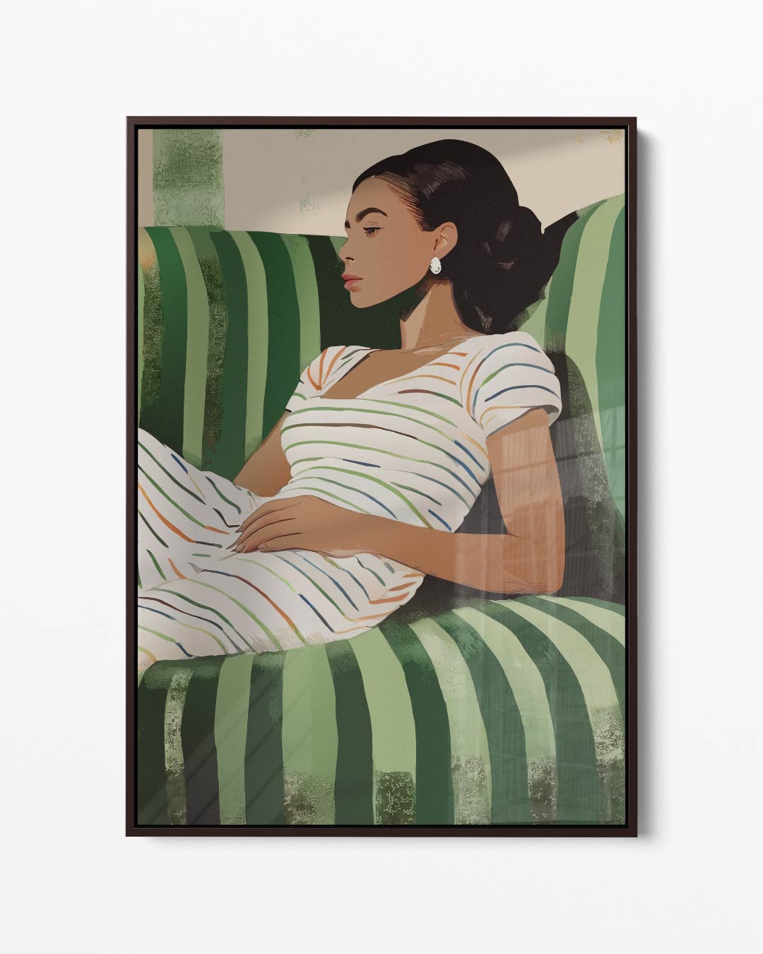 Relax op Groene Strepen Kunstwerk-canvas-dibond-plexiglas-wanddecoratie-WallArtistic