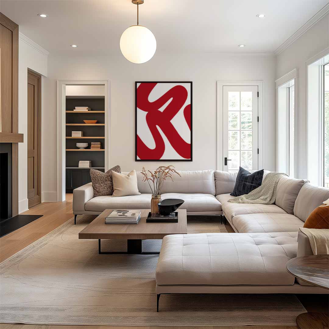 Dynamisch Rood Kunstwerk-canvas-dibond-plexiglas-wanddecoratie-WallArtistic