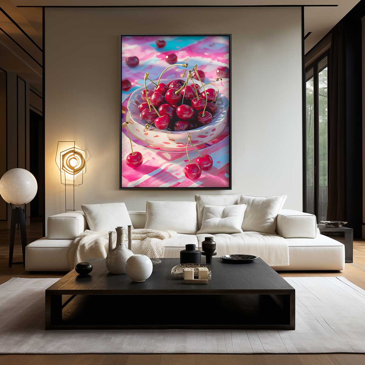 Verrukkelijke Kersen in Stilleven Kunstwerk-canvas-dibond-plexiglas-wanddecoratie-WallArtistic