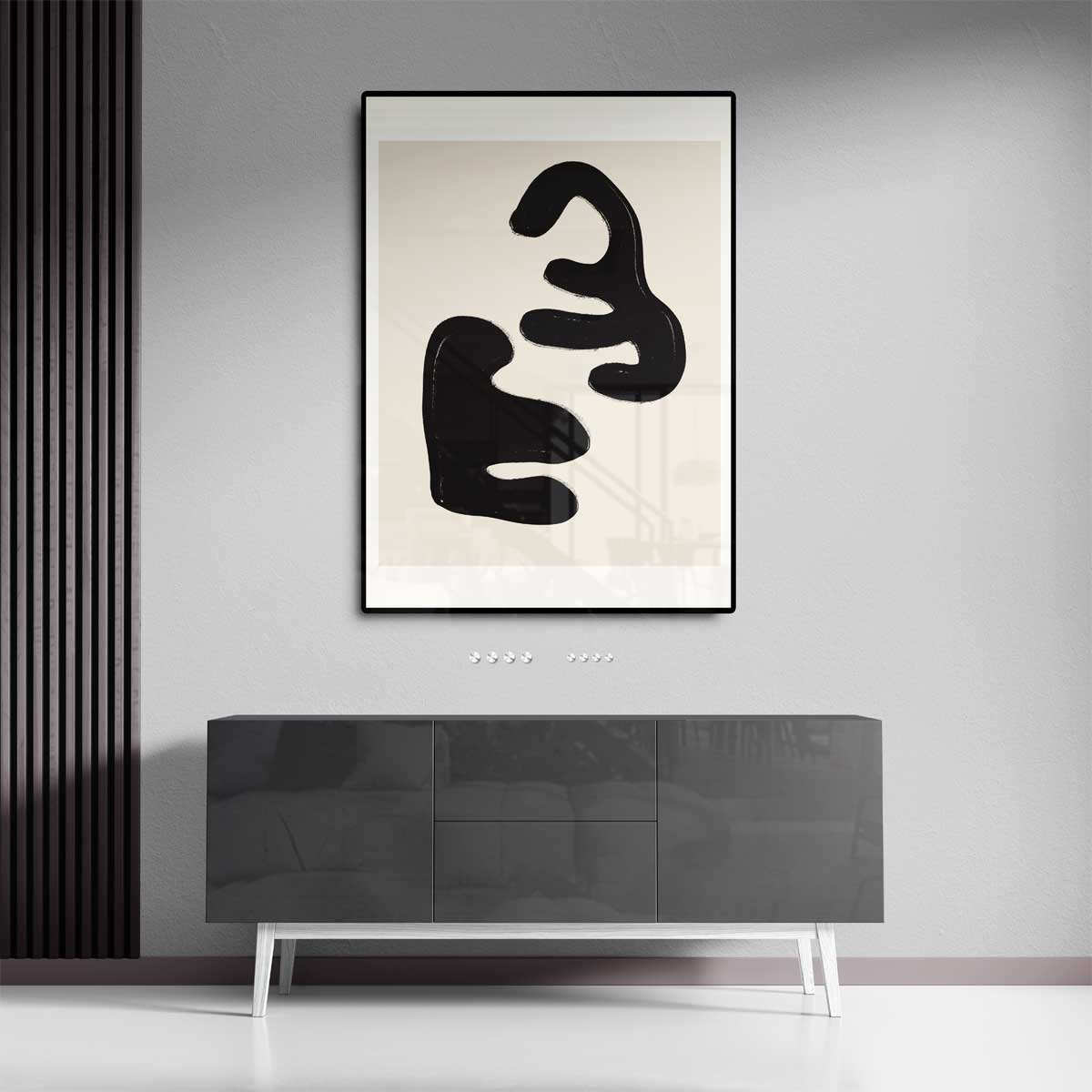 Organische Vormen in Zwart Kunstwerk-canvas-dibond-plexiglas-wanddecoratie-WallArtistic