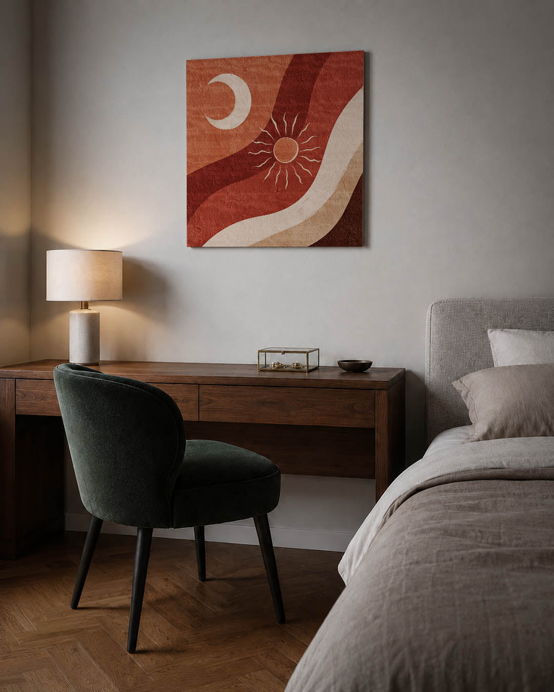 Golvende zon en maan Kunstwerk