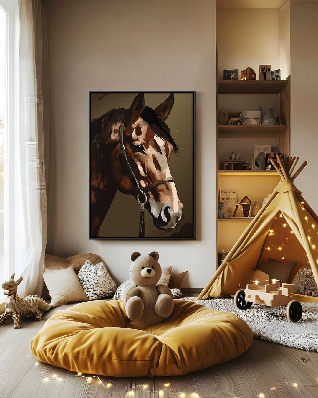 Elegante Paardenblik Kunstwerk-canvas-dibond-plexiglas-wanddecoratie-WallArtistic