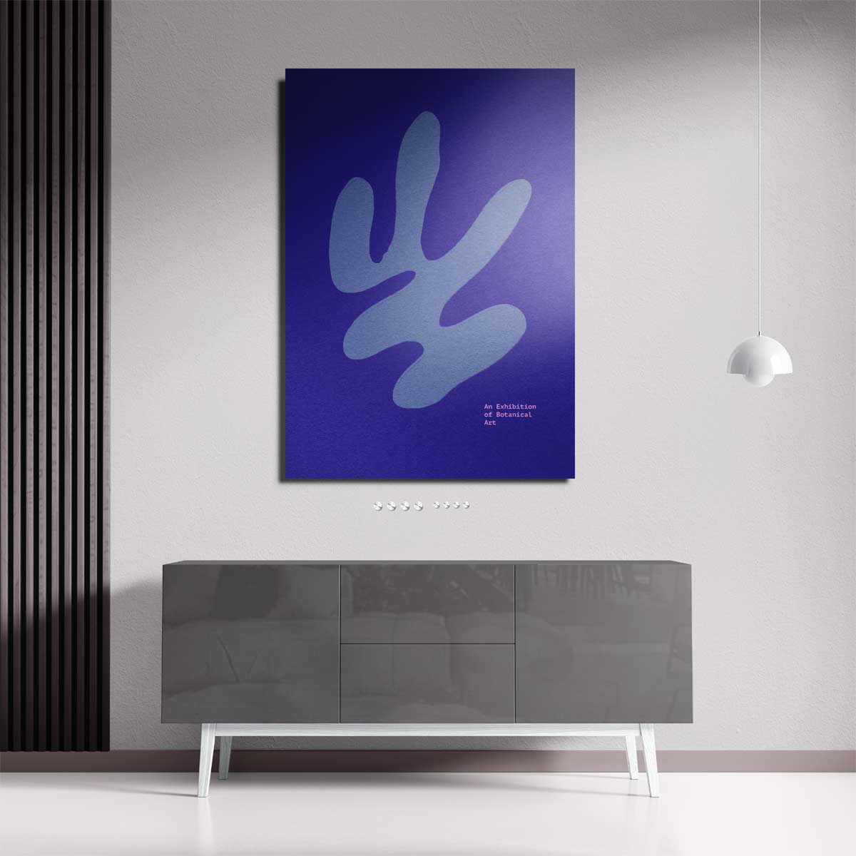 Blauwe Botanische Expressie Kunstwerk-canvas-dibond-plexiglas-wanddecoratie-WallArtistic