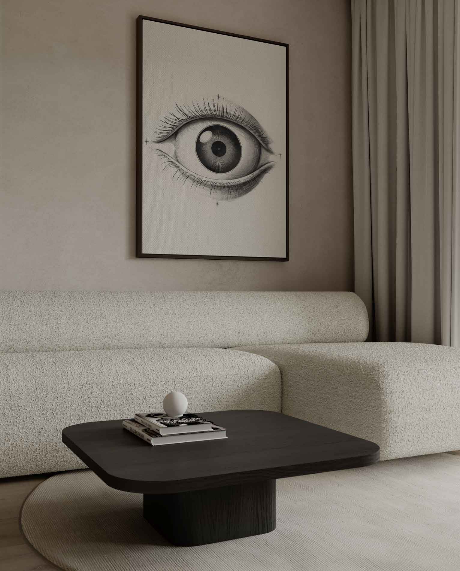 Intrigerend Potloodtekening Oog Kunstwerk-canvas-dibond-plexiglas-wanddecoratie-WallArtistic
