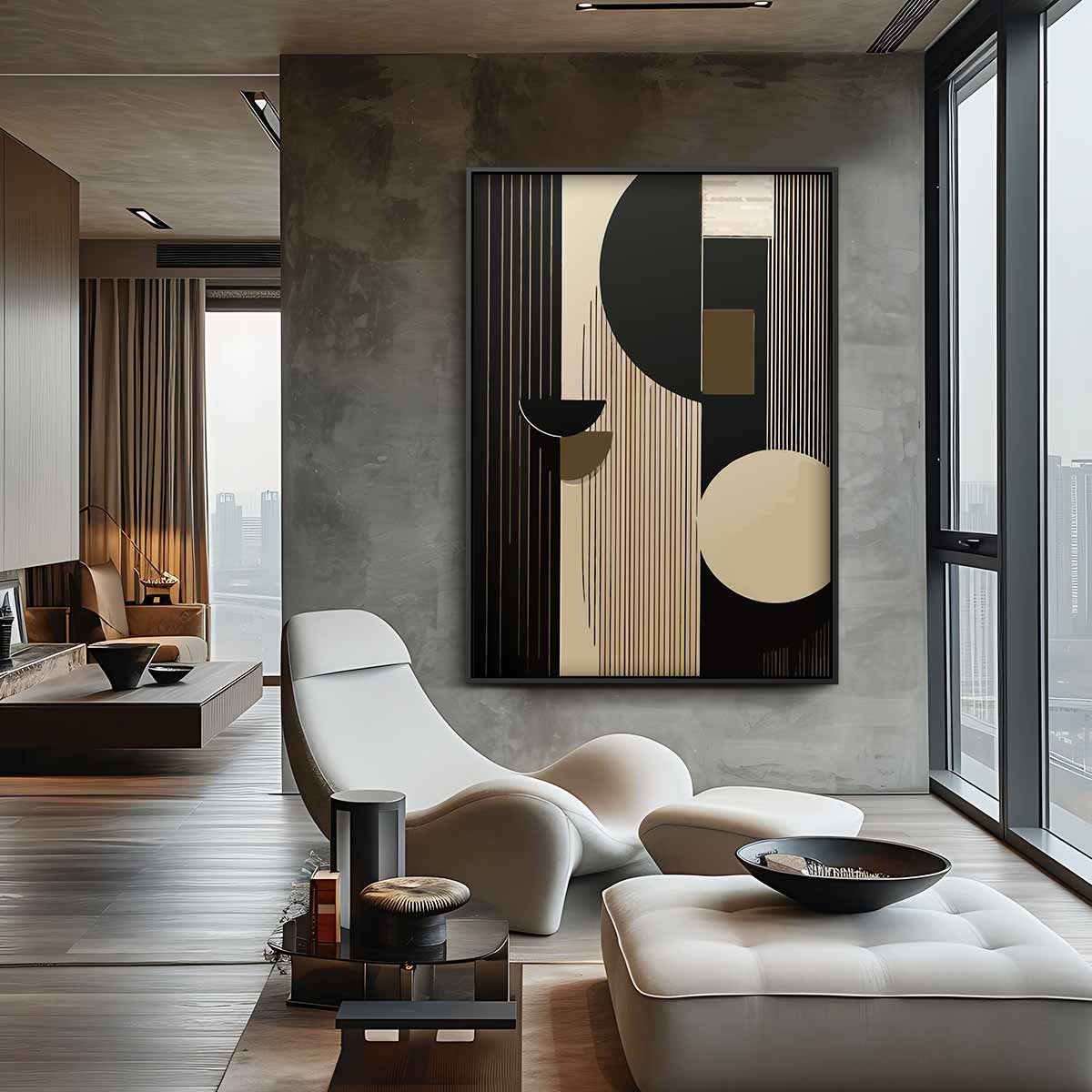 Moderne Geometrische Harmonie Kunstwerk-canvas-dibond-plexiglas-wanddecoratie-WallArtistic