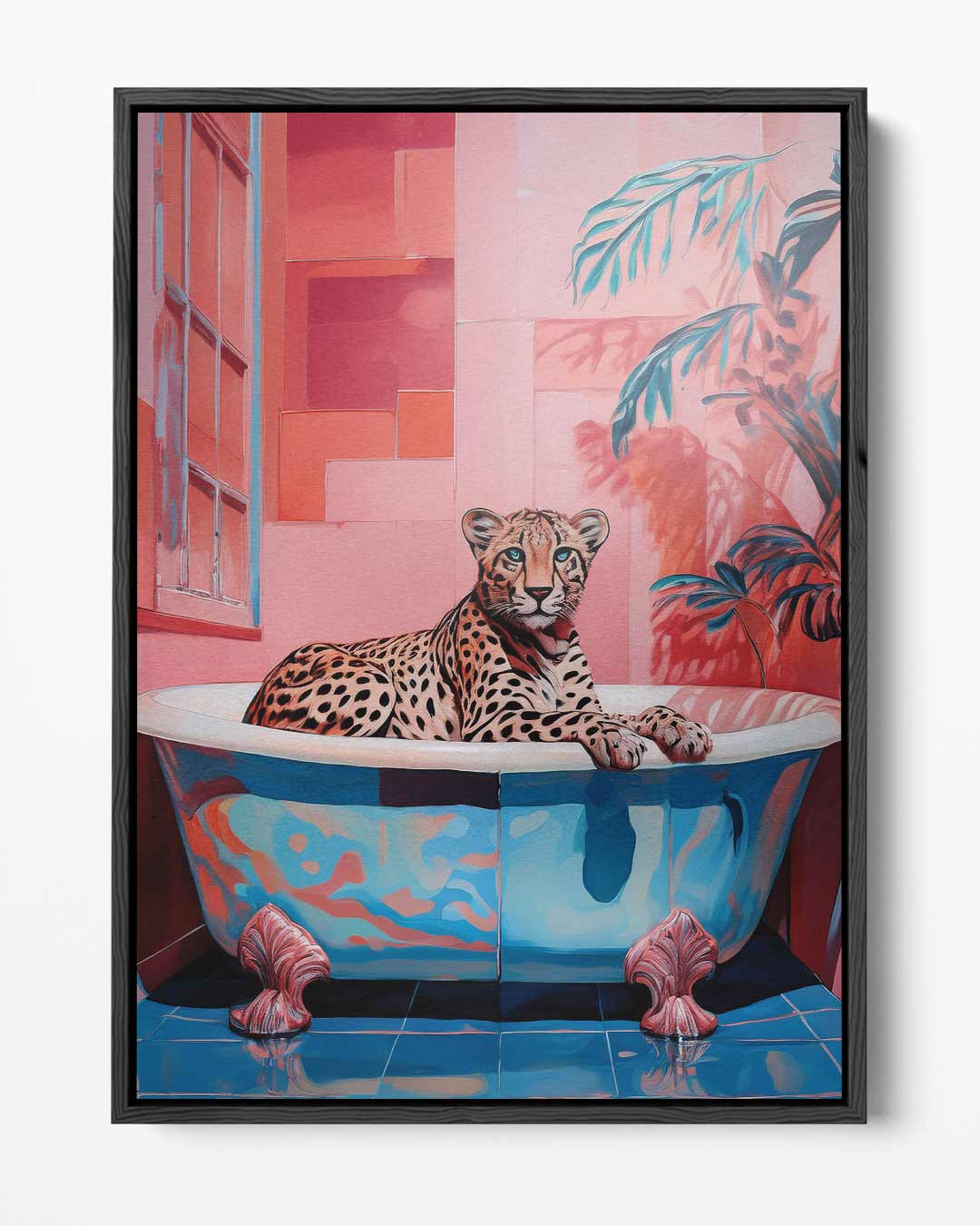 Luxueuze Luipaard in Bad Kunstwerk-canvas-dibond-plexiglas-wanddecoratie-WallArtistic