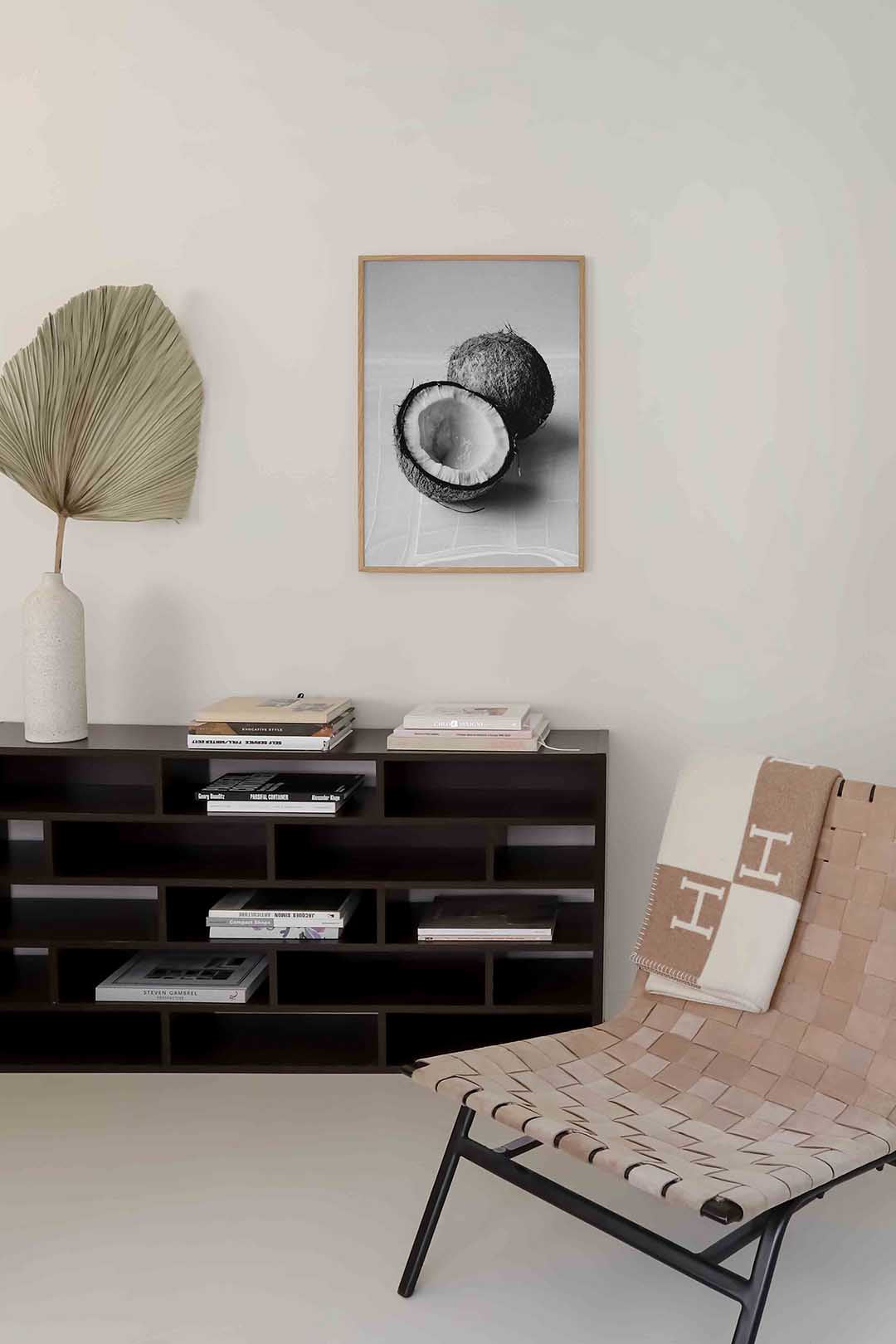Kokosnoot zwart wit Poster