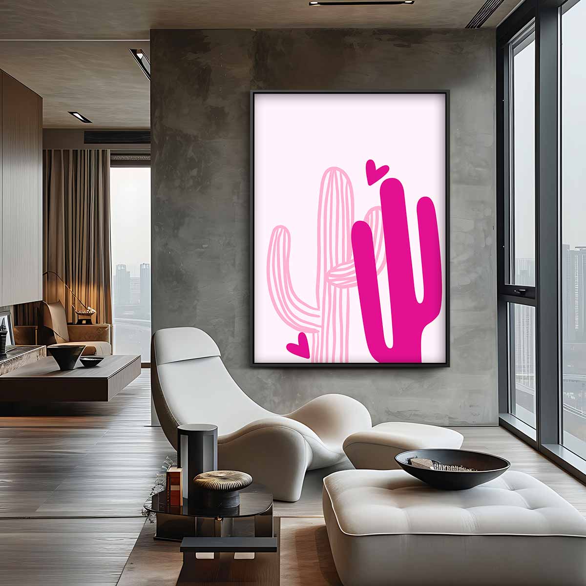 Cactus Liefde Kunstwerk-canvas-dibond-plexiglas-wanddecoratie-WallArtistic