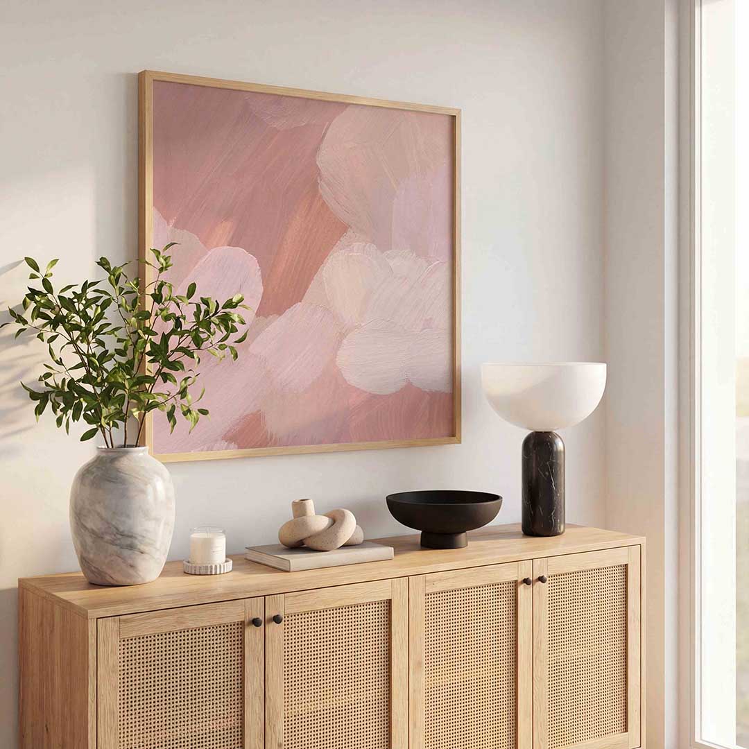 Abstracte roze penseelstreken Poster