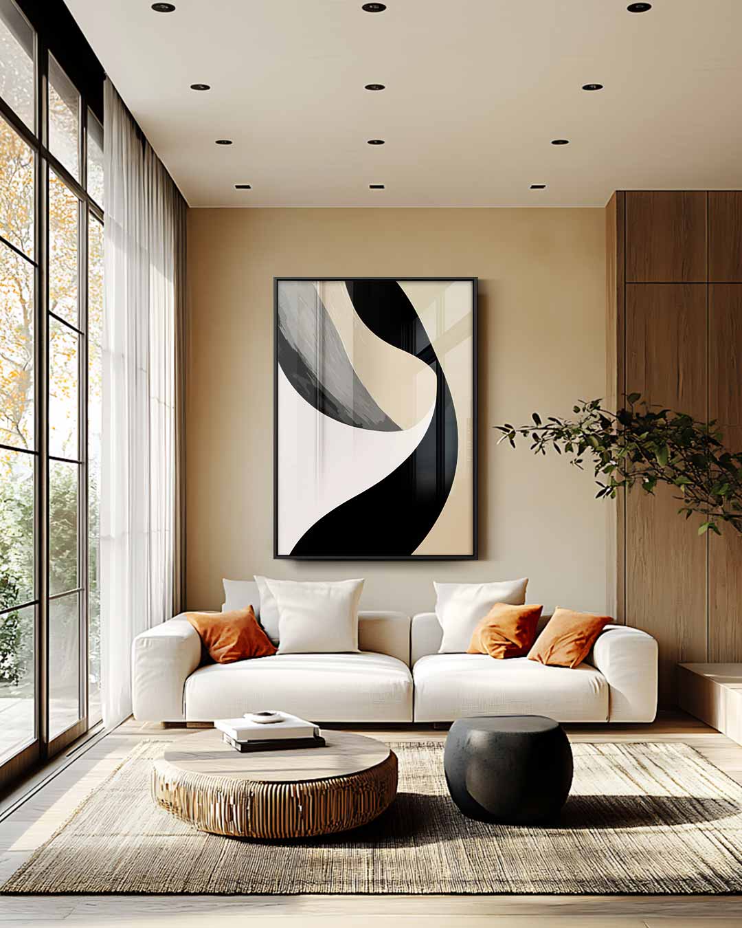 Elegante Abstracte Golf Kunstwerk-canvas-dibond-plexiglas-wanddecoratie-WallArtistic