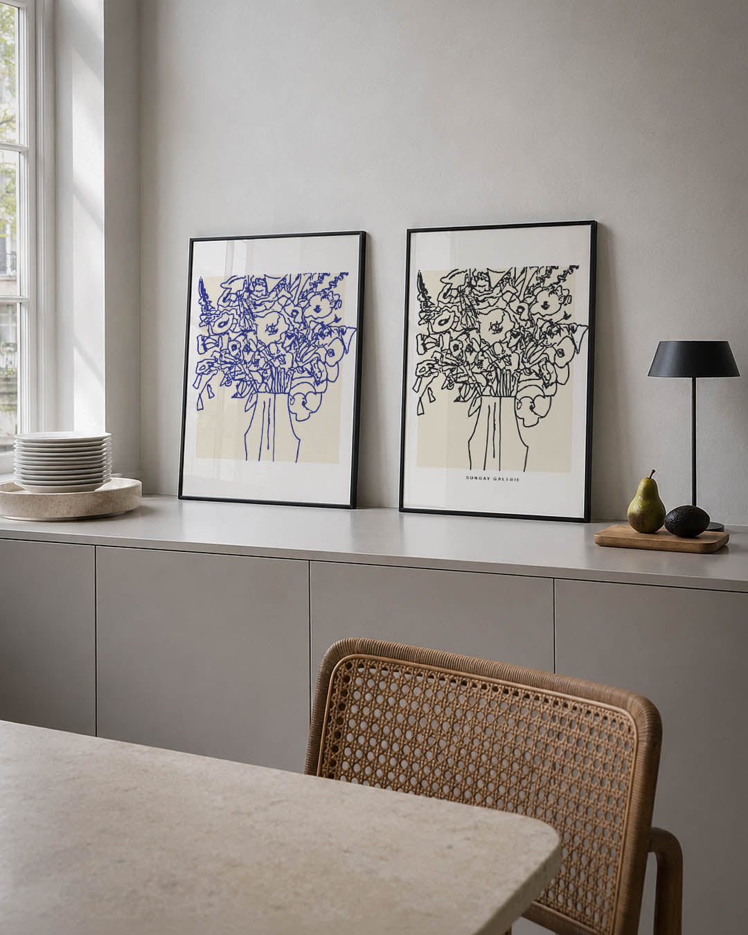 Bloemrijke lijnenspel Posterset