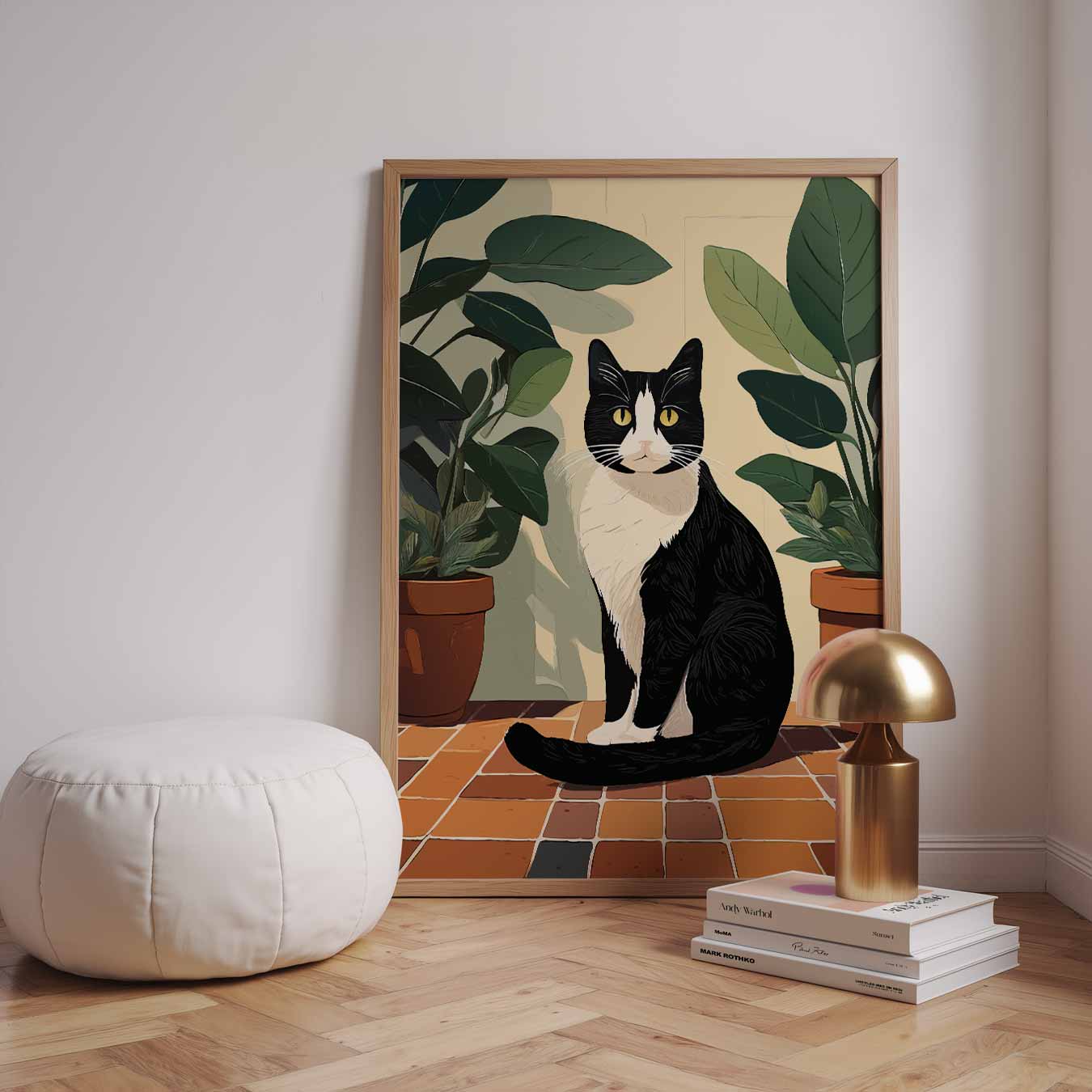 Stijlvolle Kat en Planten Poster