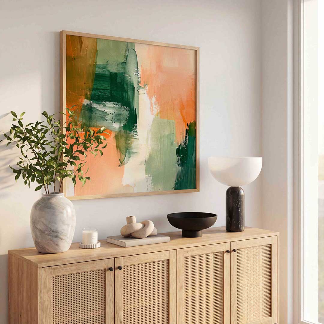 Abstracte penseelstreken Poster