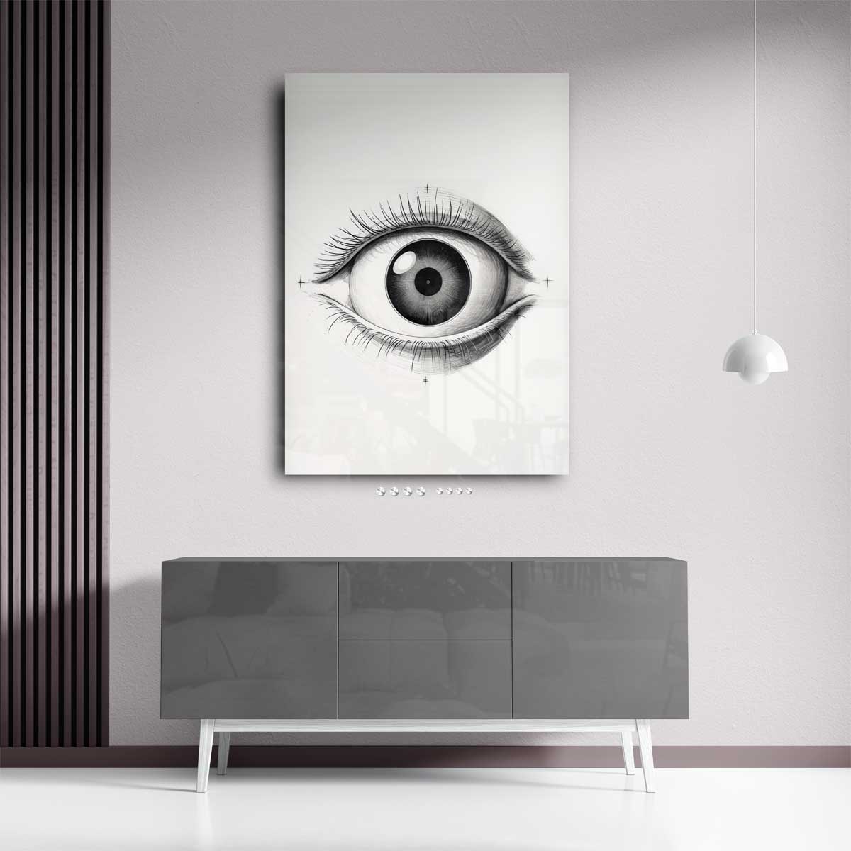 Intrigerend Potloodtekening Oog Kunstwerk-canvas-dibond-plexiglas-wanddecoratie-WallArtistic
