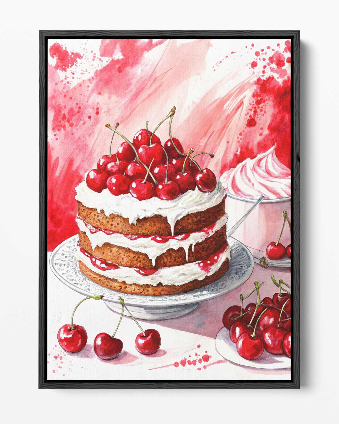 Verleidelijke Kersen Taartkunst Kunstwerk-canvas-dibond-plexiglas-wanddecoratie-WallArtistic