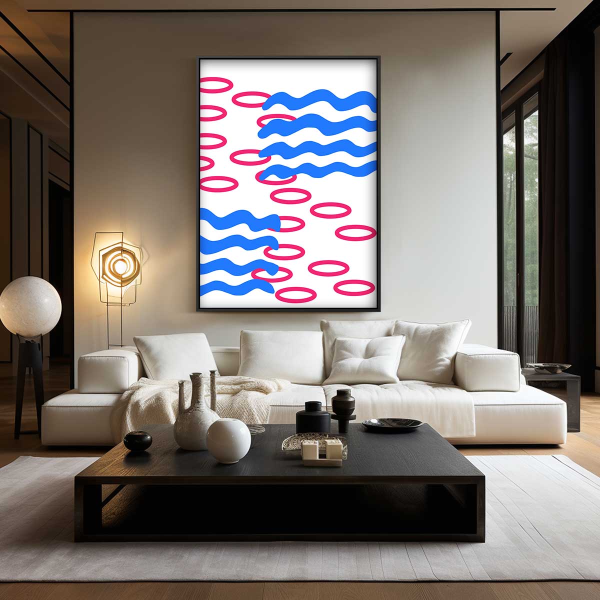 Speelse Golfpatronen Kunstwerk-canvas-dibond-plexiglas-wanddecoratie-WallArtistic