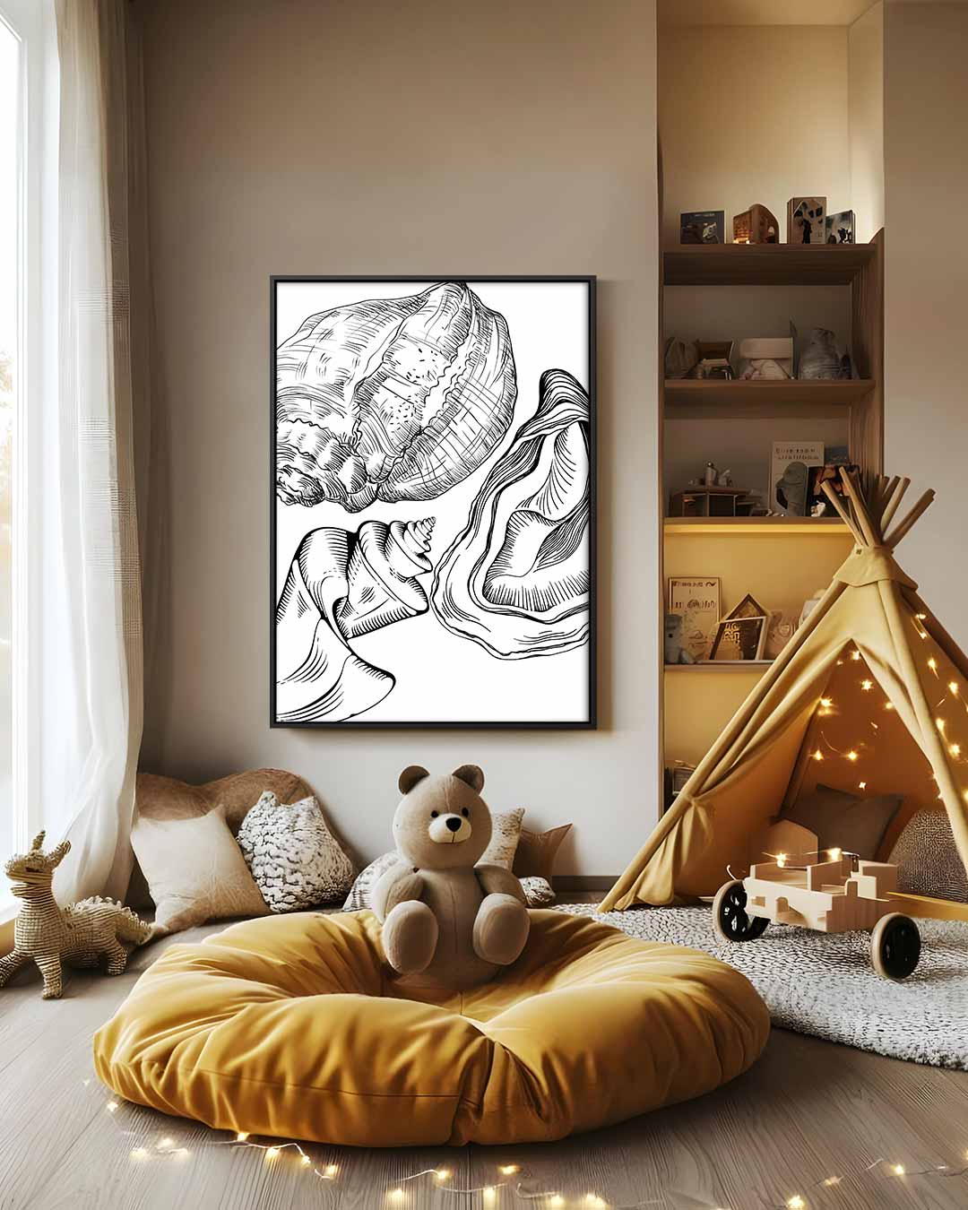 Maritieme Schelpenschets Kunstwerk-canvas-dibond-plexiglas-wanddecoratie-WallArtistic
