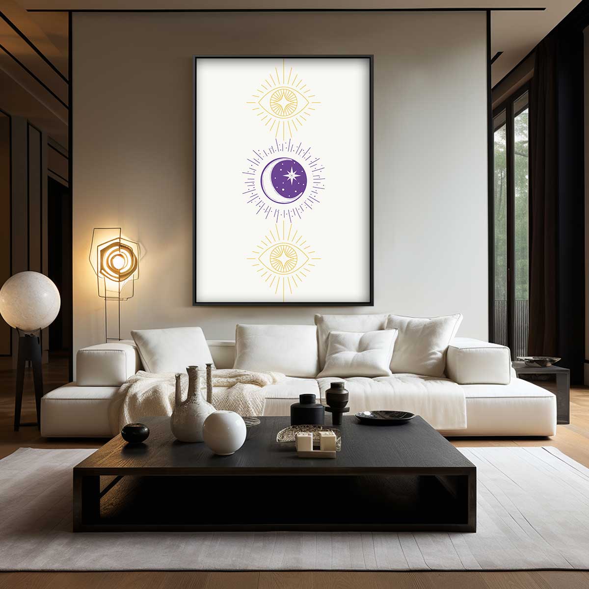 Mystieke Maan en Oog Illustratie Kunstwerk-canvas-dibond-plexiglas-wanddecoratie-WallArtistic