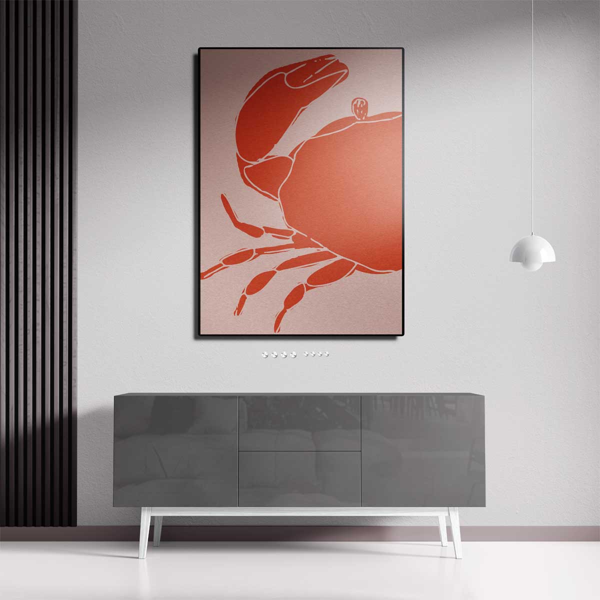 Moderne Krabsilhouet Kunstwerk-canvas-dibond-plexiglas-wanddecoratie-WallArtistic