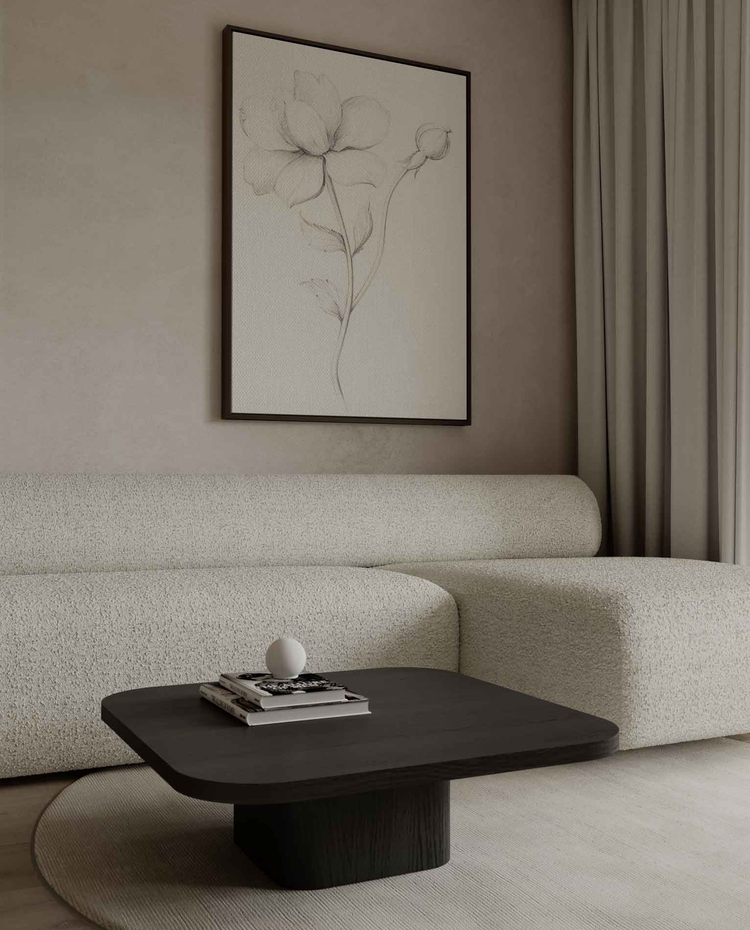 Elegante Bloemen Schets Kunstwerk-canvas-dibond-plexiglas-wanddecoratie-WallArtistic