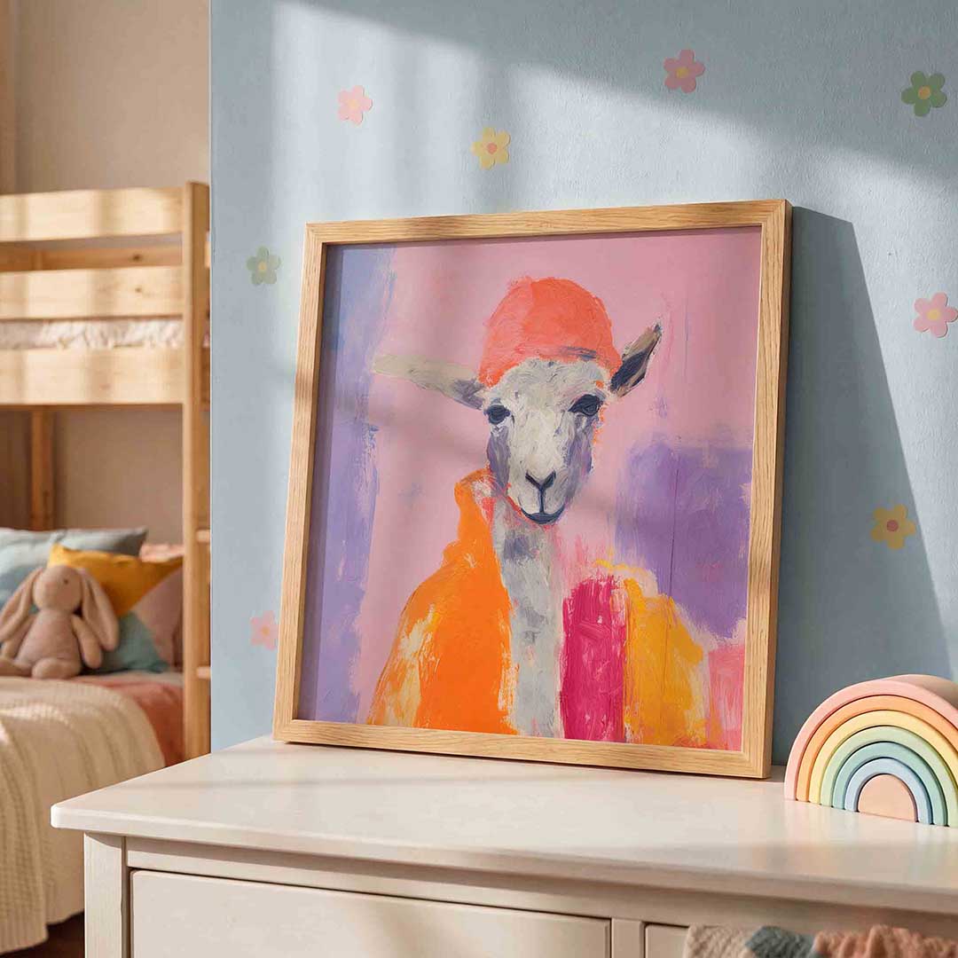 Schaap met oranje hoed Poster