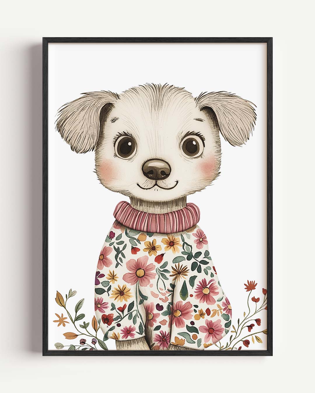 Schattige Puppy met Bloemen Trui Poster