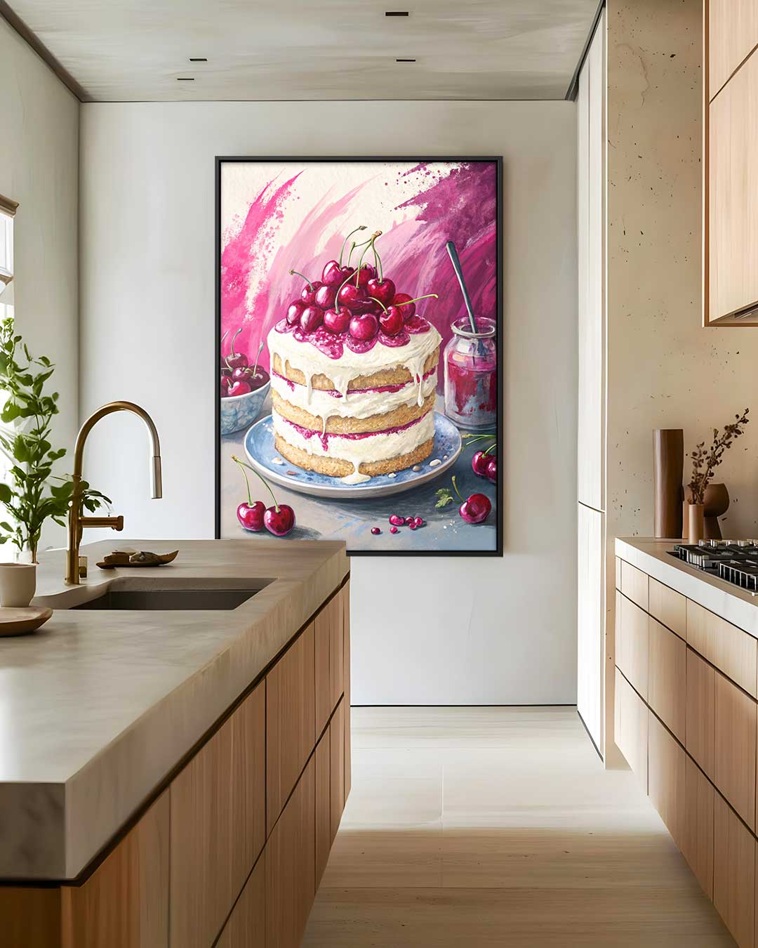 Verrukkelijk Kersentaart Schilderij Kunstwerk-canvas-dibond-plexiglas-wanddecoratie-WallArtistic