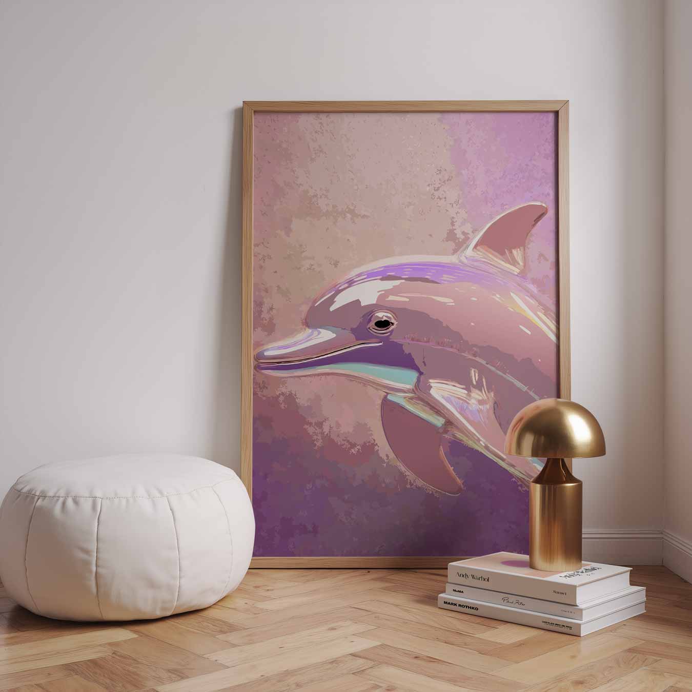 Pastelkleurige Dolfijn Kunstposter