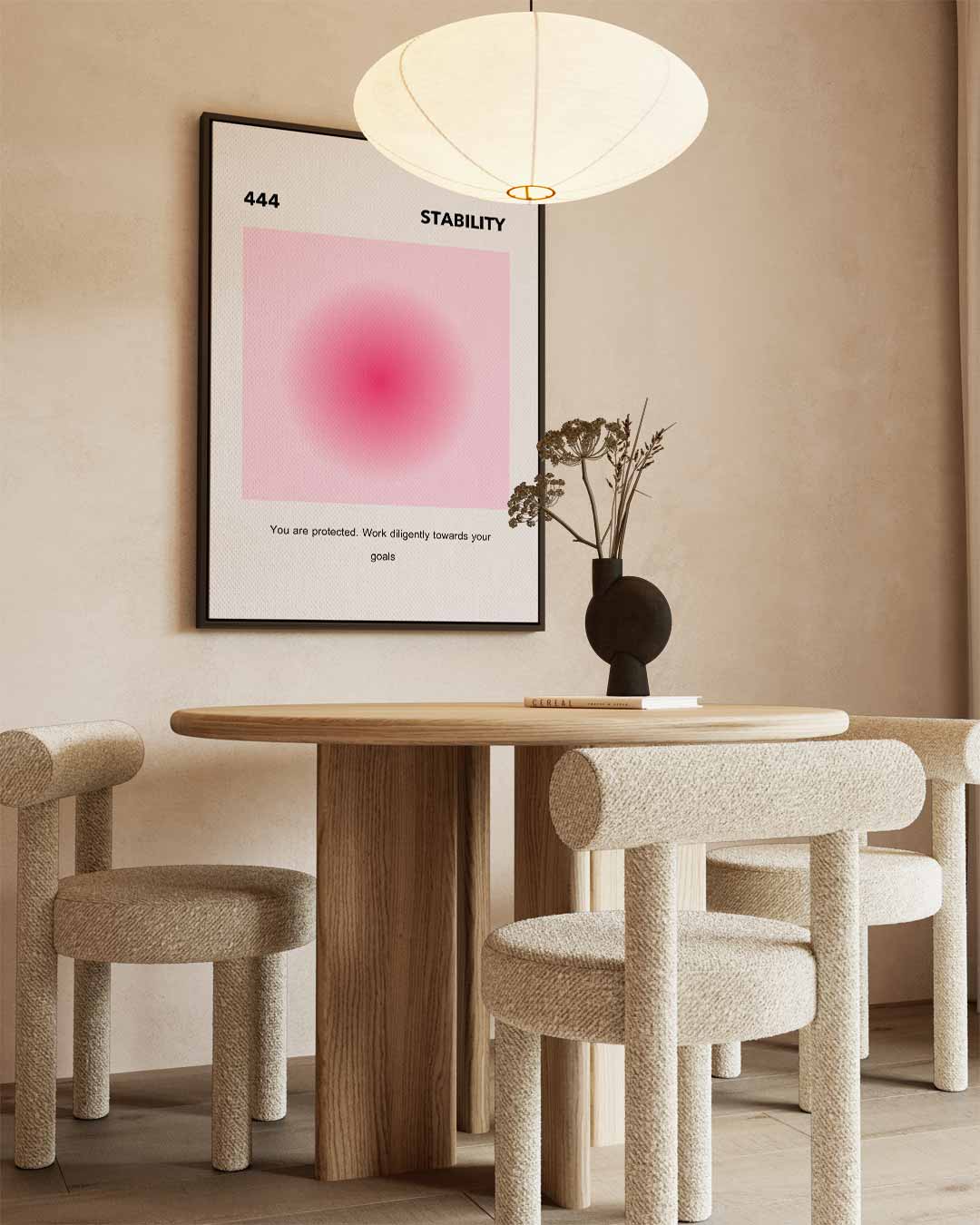 Stabiliteit in Roze - Engelengetal 444 Kunstwerk-canvas-dibond-plexiglas-wanddecoratie-WallArtistic