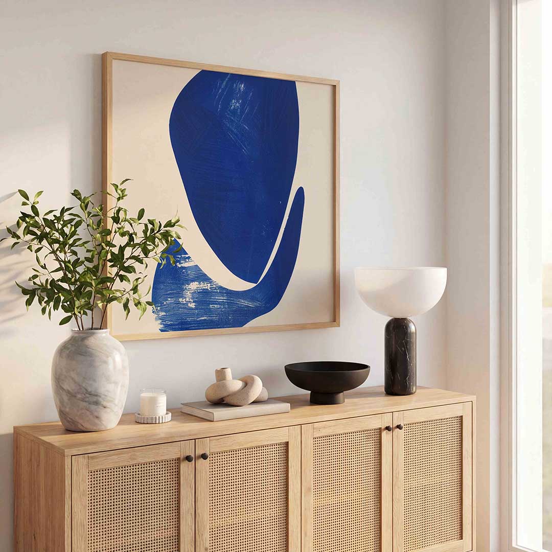 Abstracte blauwe vormen Poster