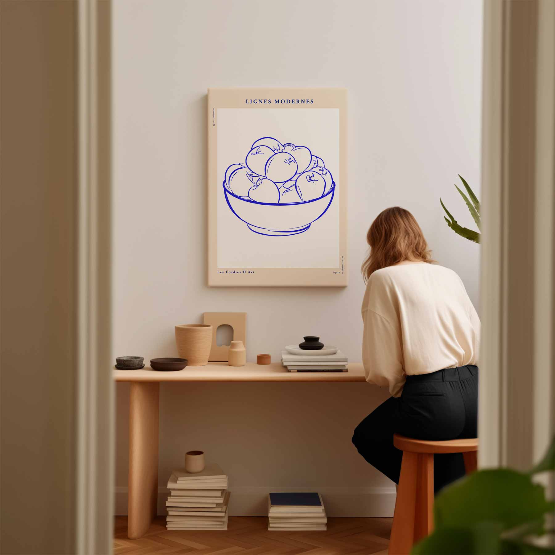 Moderne Lijnen: Stilleven met Appels Kunstwerk-canvas-dibond-plexiglas-wanddecoratie-WallArtistic