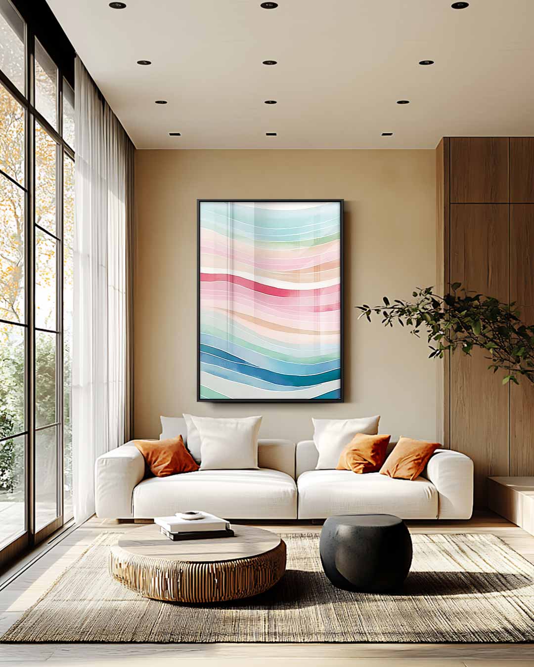 Kleurrijke Golven Kunstwerk-canvas-dibond-plexiglas-wanddecoratie-WallArtistic