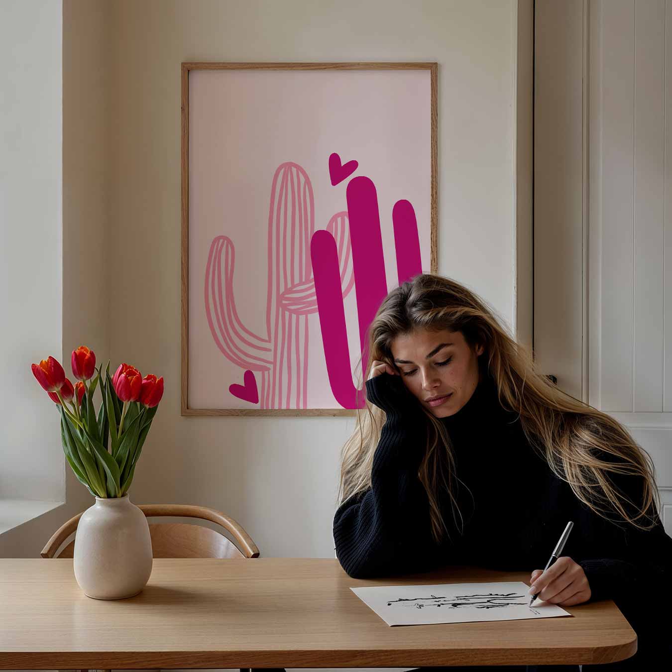 Vrolijke Cactus Harten Poster