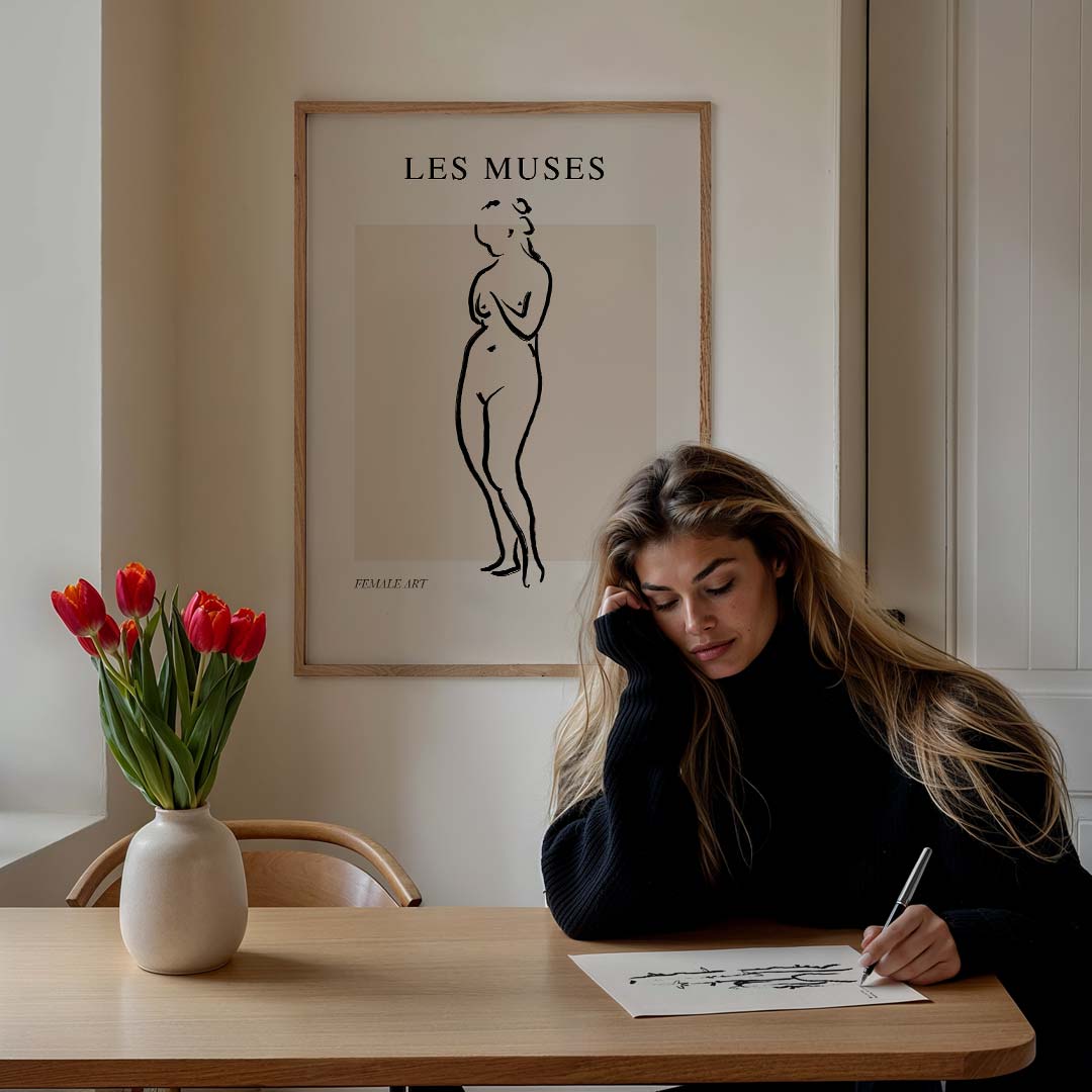 Elegante Lijntekening van een Vrouw Poster-WallArtistic