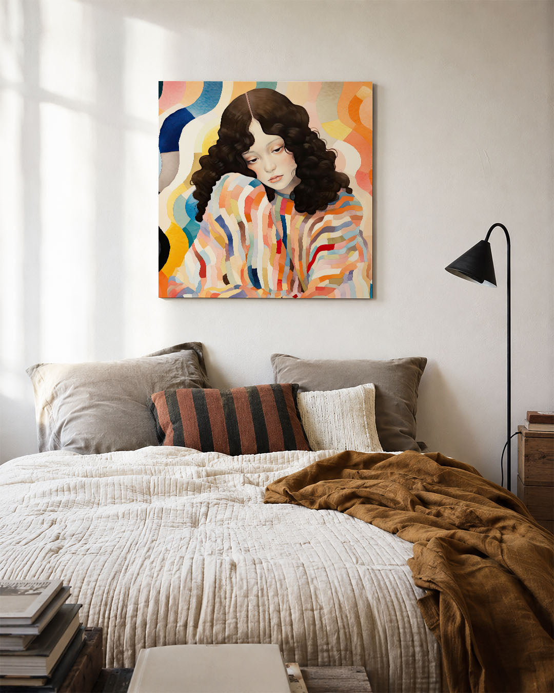 Golvende kleurenportret Kunstwerk