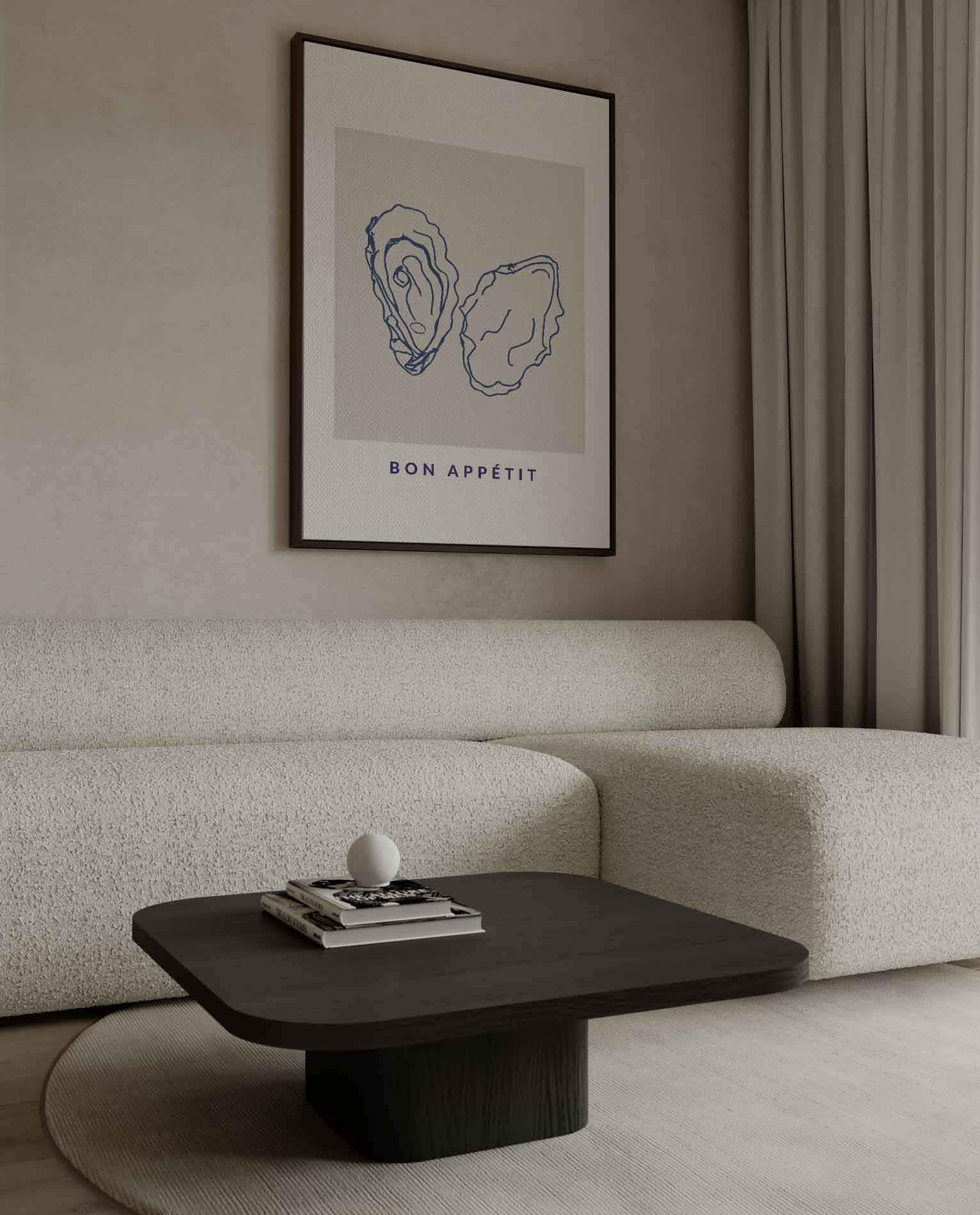 Stijlvolle Oester Illustratie Kunstwerk-canvas-dibond-plexiglas-wanddecoratie-WallArtistic