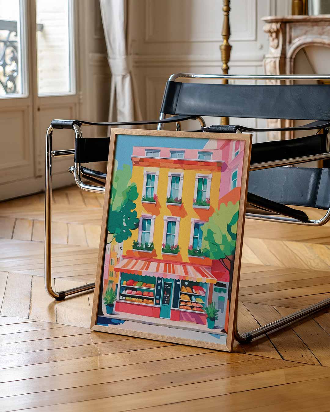 Vrolijke Straat in de Zomerzon Poster