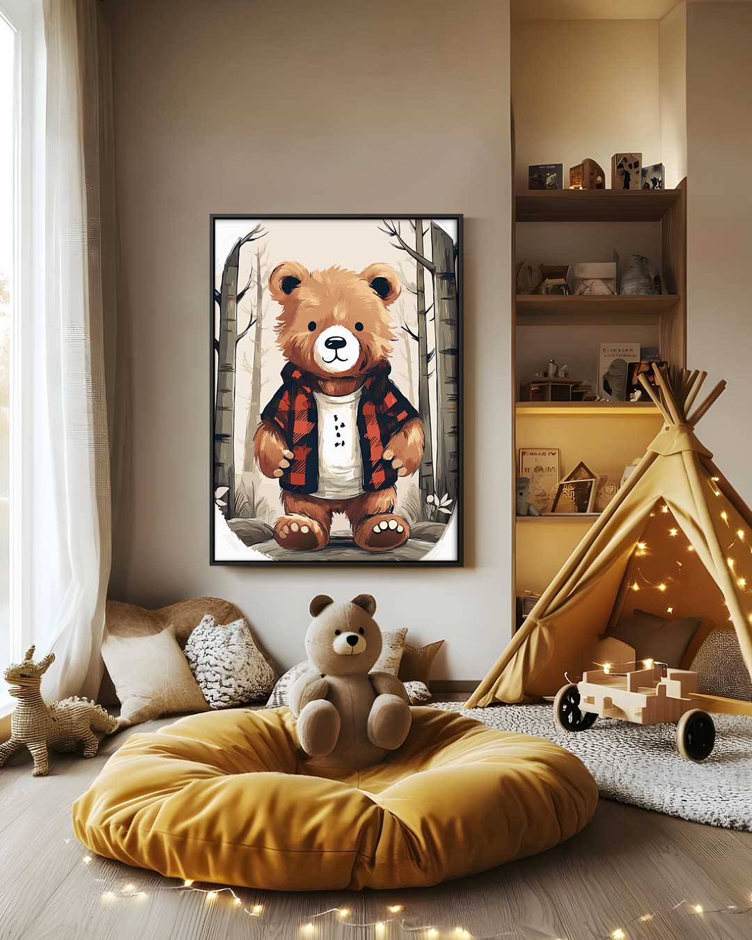 Wanddecoratie Beer in Houtlook Kunstwerk-canvas-dibond-plexiglas-wanddecoratie-WallArtistic