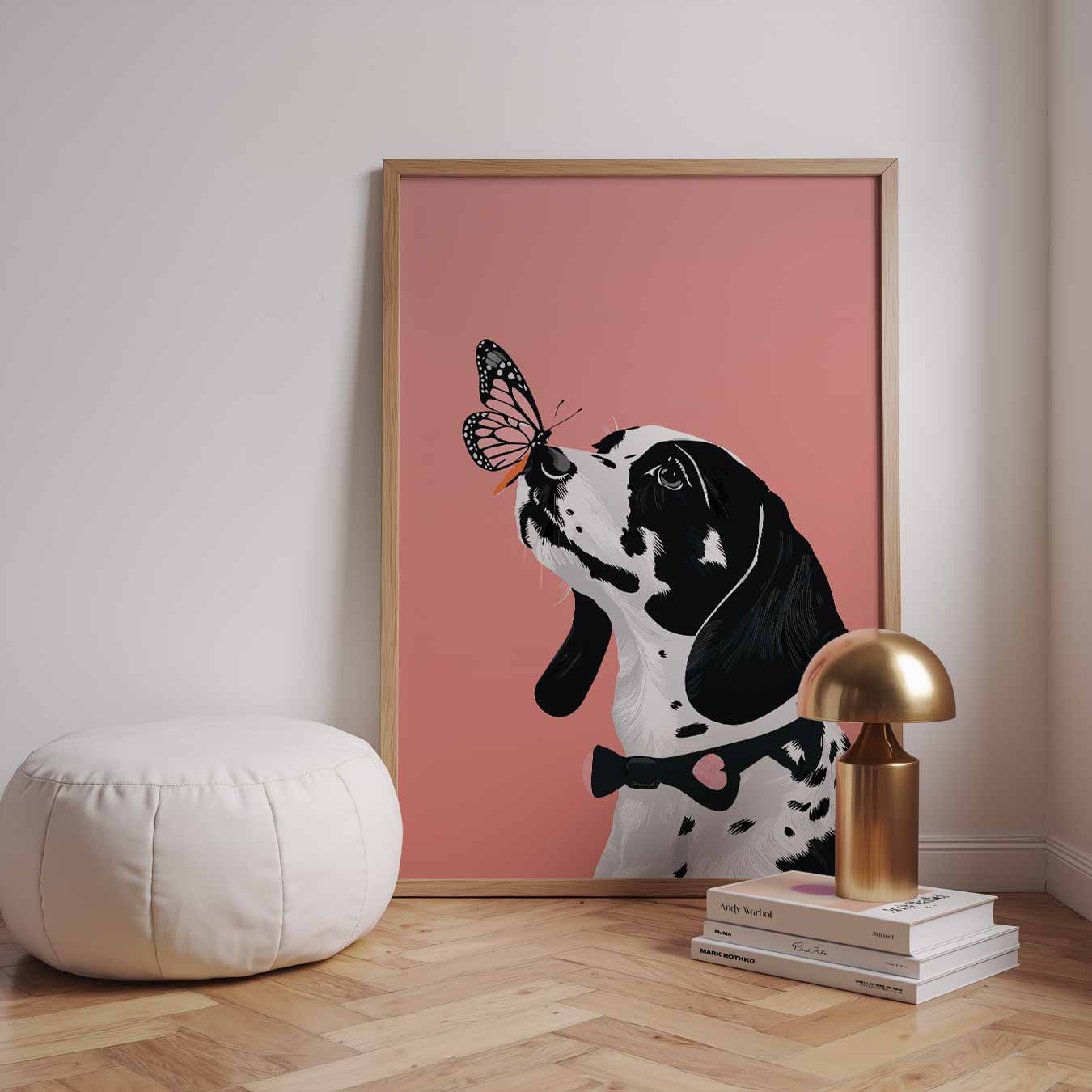 Vrolijke Dalmatiër Met Vlinder Poster