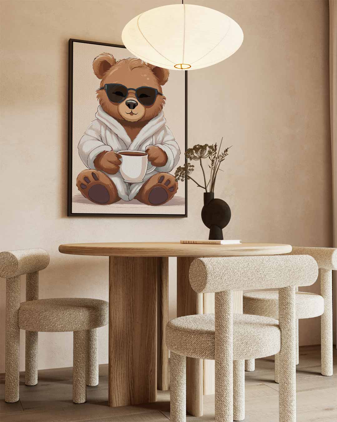 Relaxte Beer met Koffie Kunstwerk-canvas-dibond-plexiglas-wanddecoratie-WallArtistic